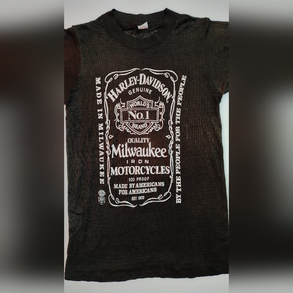 RARE Harley Davidson Jack Daniel's Style T-Shirt 1985 Dayton's Bike Week Men Sm